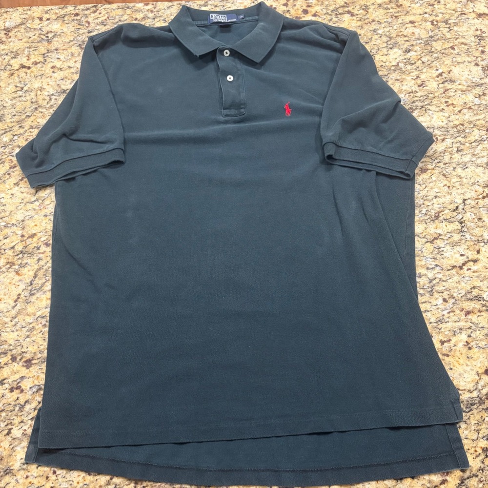 Polo Ralph Lauren Mens XL Forest Green Short Sleeve Cotton Pique Polo Shirt Logo